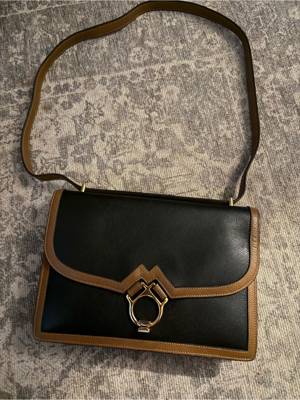 VTG Cellerini Firenze Womens Purse Black Brown Leather Made in Italy